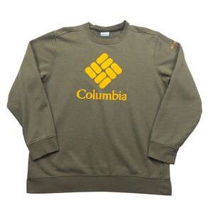 Columbia Mens Olive Green Graphic Logo Fleece Crewneck Sweatshirt Large AM0954